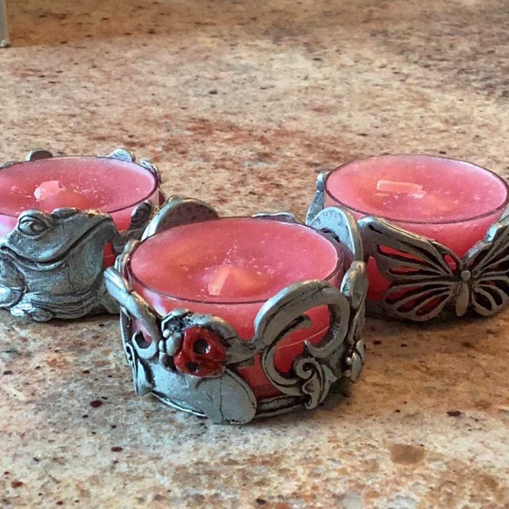 Vintage pewter tea light holders circa 1999